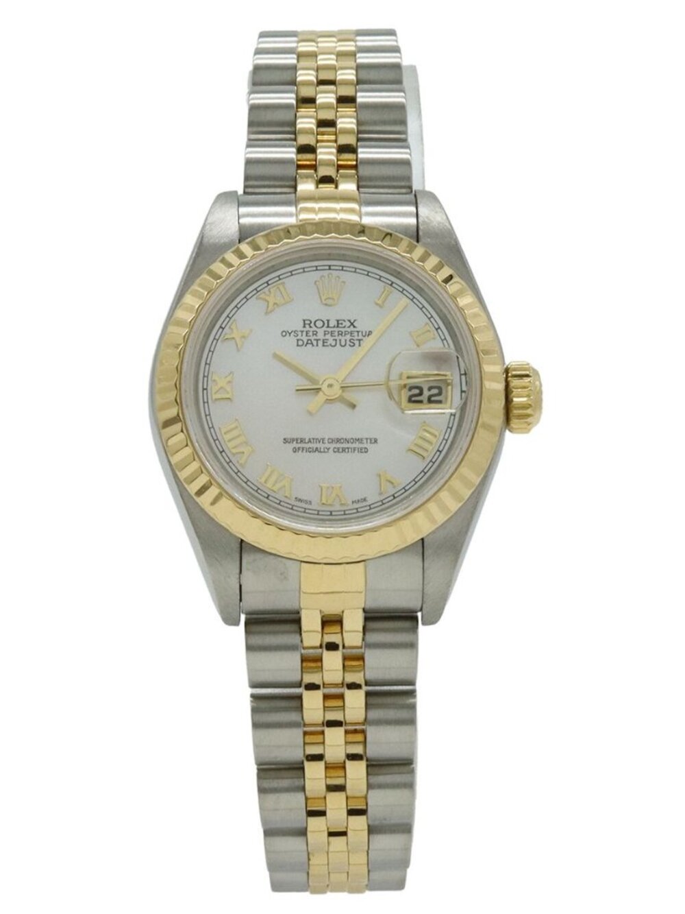 Rolex Datejust White Shell Dial Roman SS 18k Yellow Gold Combination P Number